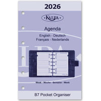 125 x 80 mm Pocket 6 Ring Agenda Inserts Complete Set EN FR DE NL 2026