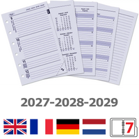 6236-27-28-29 125 x 80 mm Pocket 6 Ring Binder Inserts Weekly EN DE FR NL  2027 2028 2029