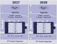 6336-27-28 125 x 80 mm Pocket 6 Ring -Agenda -Einsätze vollständiger Satz EN DE FR NL IT 2027 2028