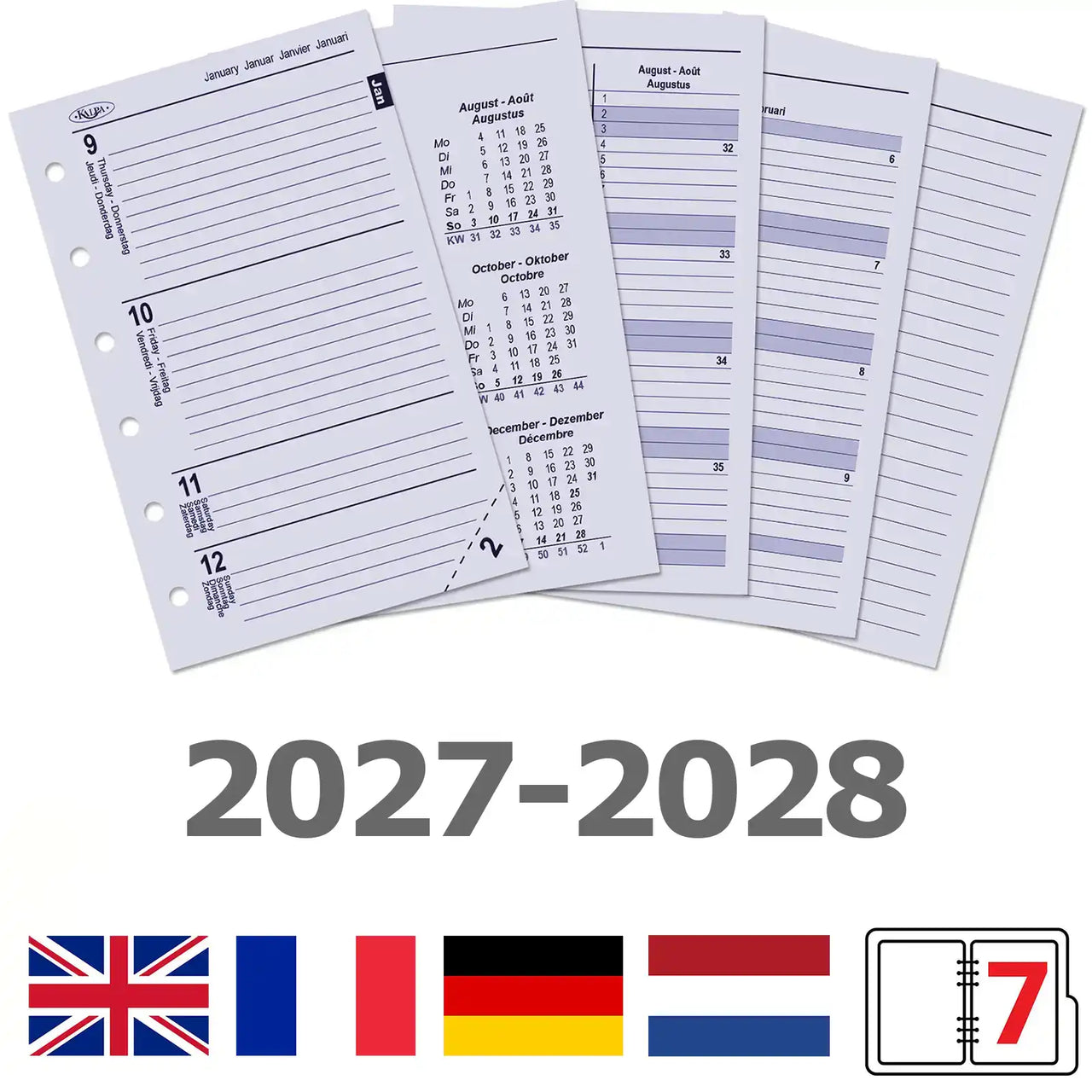 6237-27-28 125 x 80 mm Pocket Agendaplanner Vulling 1 Week per 2 Paginas NL EN 2027 2028