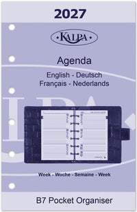 6336-27 125 x 80 mm Pocket 6 Ring Agenda Inserts Complete Set EN DE FR NL IT 2027
