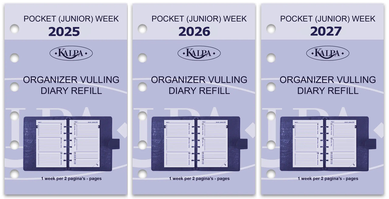 6337-25-26-27 125 x 80 mm Pocket Planer Organizer Einfügungen des vollständigen Satzes NL EN   2025 2026 2027
