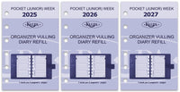 6337-25-26-27 125 x 80 mm Pocket Planer Organizer Einfügungen des vollständigen Satzes NL EN   2025 2026 2027