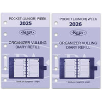 6237-25-26 125 x 80 mm Pocket 6 Ring Agenda Planner Inserts Weekly NL EN 2025 2026