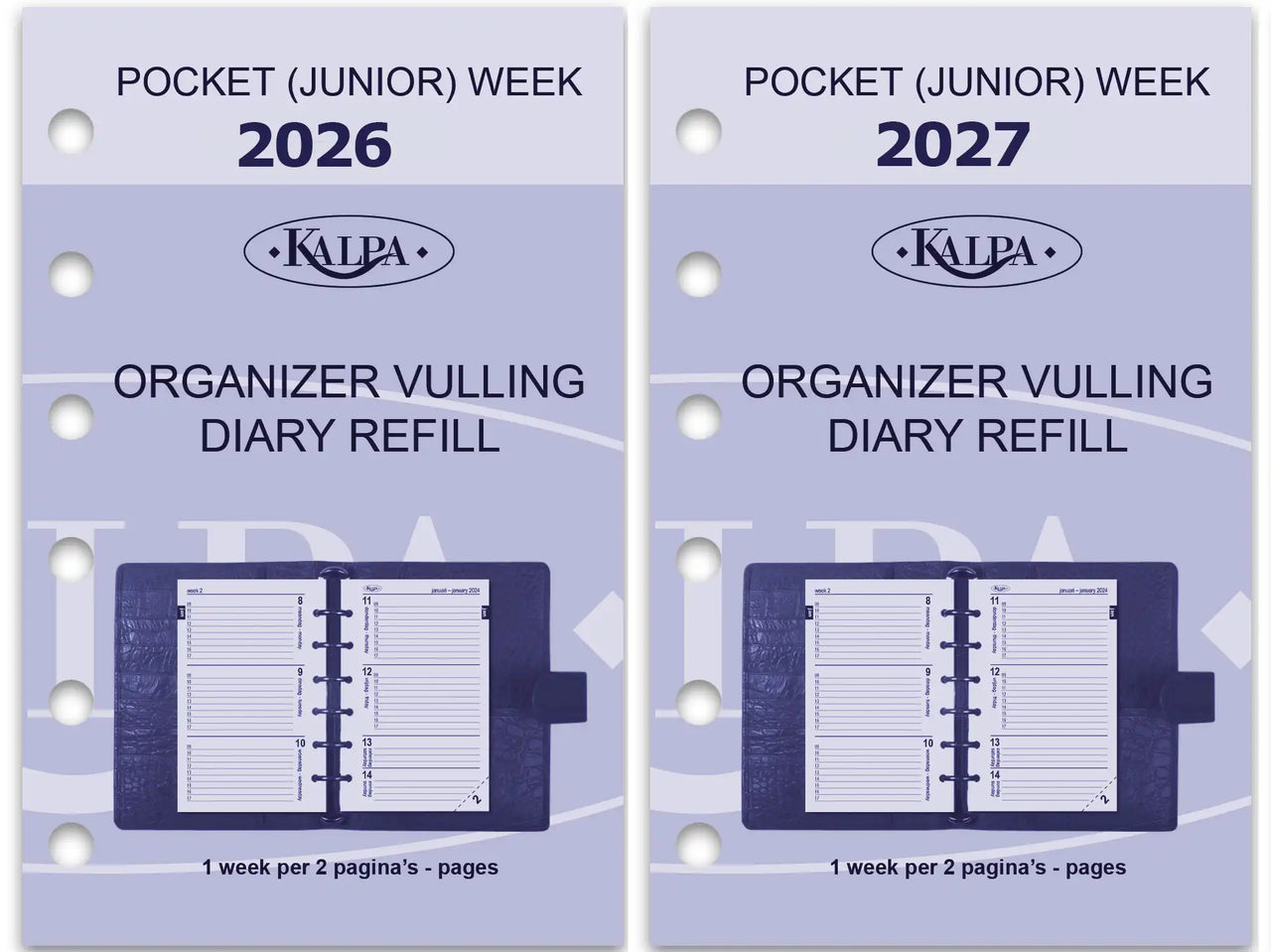 6337-26-27 125 x 80 mm Pocket Planer Organizer Einfügungen des vollständigen Satzes NL EN 2026 2027