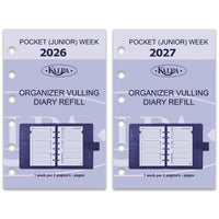 6236-26-27 125 x 80 mm Pocket 6 Ring Binder Inserts Weekly EN DE FR 2026 2027