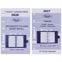 Pocket Agenda Refills 2026–2027 NL EN DE FR for B7 organisers