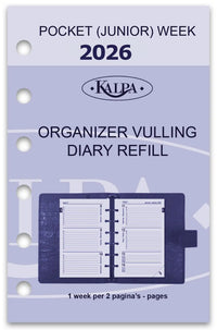 6317-26 170 x 95 mm Personal 6 Anillo de anillo Organizador Insertos semanales Completos Set 2026