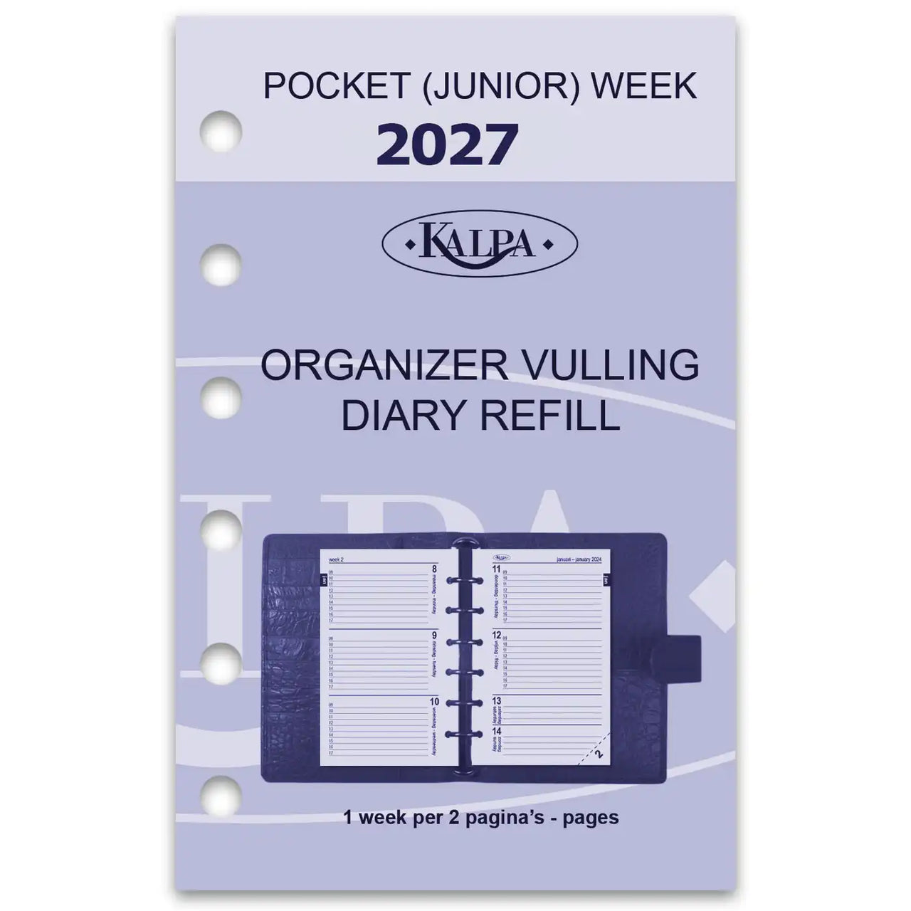 6237-27 125 x 80 mm Pocket Agenda Planer Nachfüllungen wöchentlich nachfüllen NL EN 2027