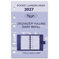 6237-27 125 x 80 mm Pocket Agenda Planer Nachfüllungen wöchentlich nachfüllen NL EN 2027