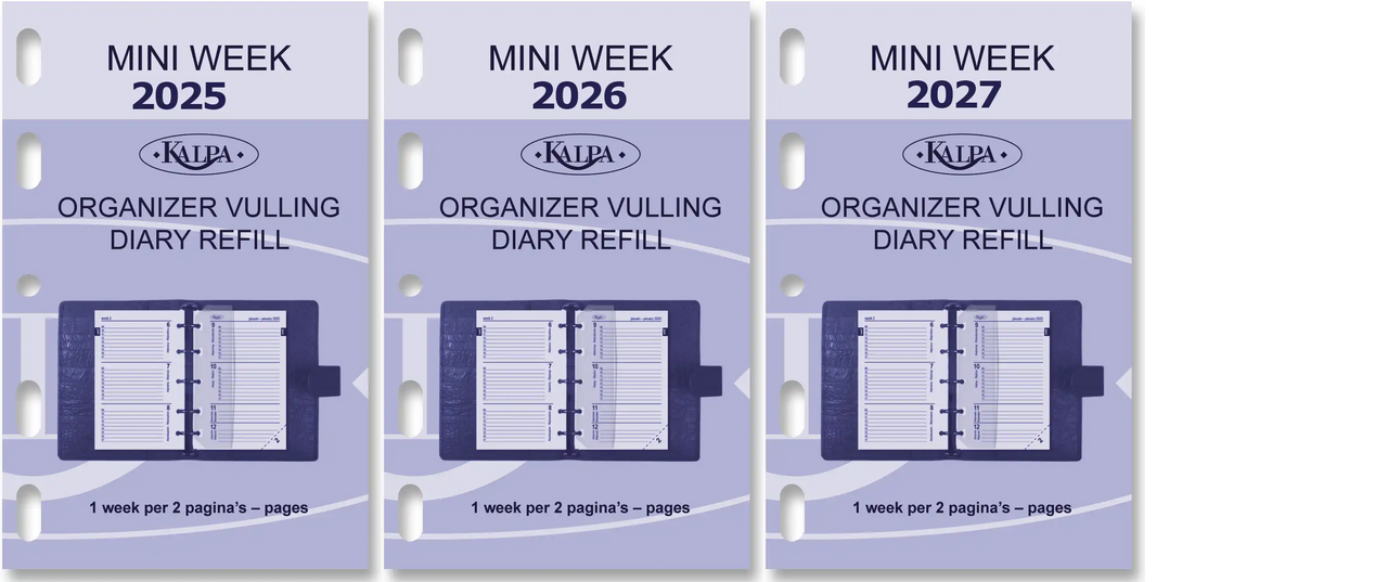 6247-25-26-27 104 x 68 mm Mini Agenda Organizer Refills Week NL EN  2025 2026 2027