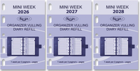 Three Kupa organizer vulling diary refills for different years displayed side by side.