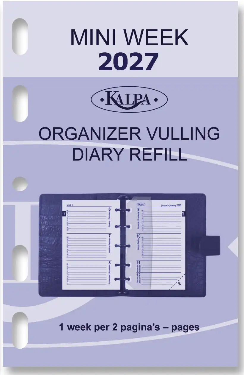 6247-27 104 x 68 mm Mini Agenda Organizer Fügt wöchentlich ein NL EN