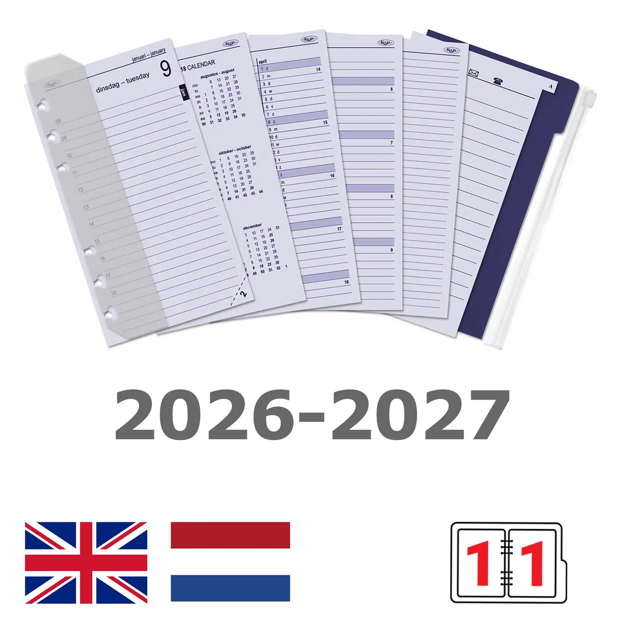 6311-26-27 170 x 95 mm Personal Agenda Planner Recarga Daily Complete Set en NL 2026 2027