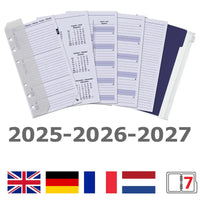 6316-25-26-27 170 x 95 mm Personal 6 Ring Agenda Organizer Refills Complete Set Weekly EN DE FR   2025 2026 2027