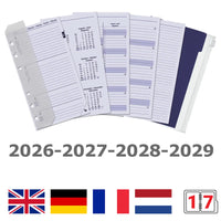 6316-26-27-28-29 170 x 95 mm Personal Binder Agenda Refills Complete Set Weekly EN DE FR NL 2026 2027 2028 2029