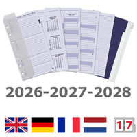6316-26-27-28 170 x 95 mm Personal Binder Agenda Refills Complete Set Weekly EN DE FR NL 2026 2027 2028