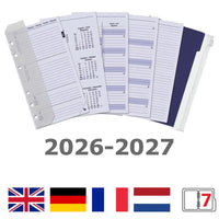 6316-26-27 170 x 95 mm Personal Binder Agenda Inserts Complete Set Weekly EN DE FR 2026 2027