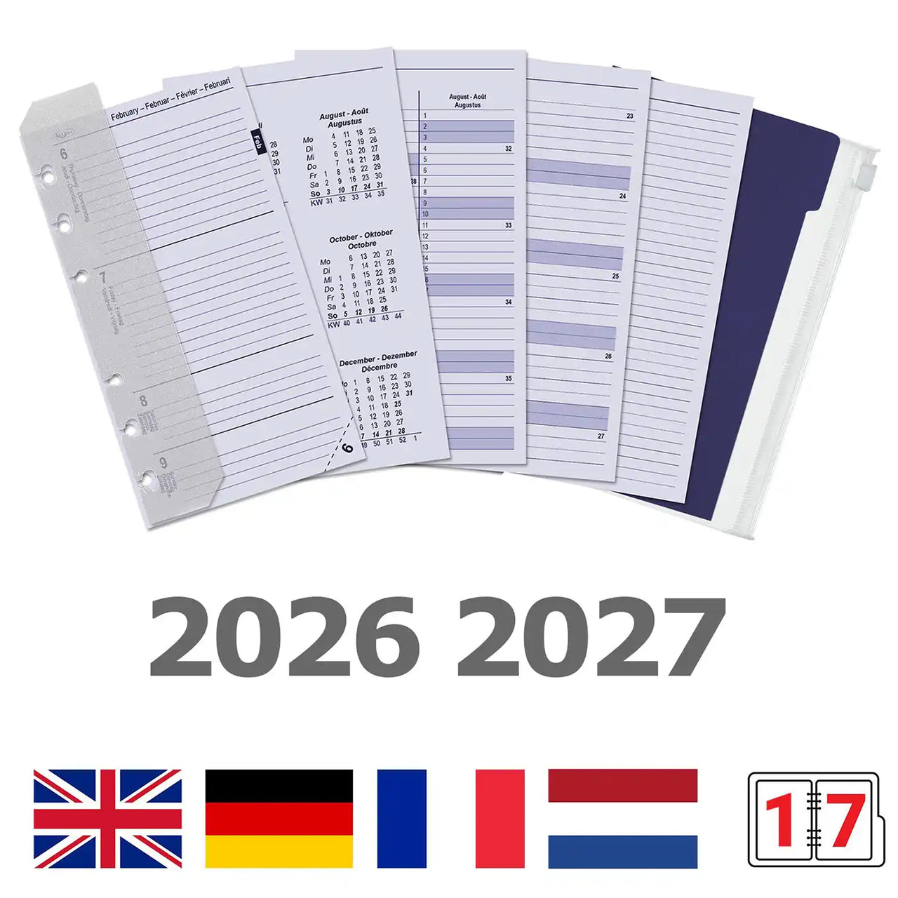 A5 Agenda Refill 2026 2027 EN DE FR NL