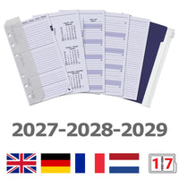 6316-27-28-29 170 x 95 mm Personal Bindmiddelenagenda Vulling met extra's 1 Week per 2 Paginas EN DE FR NL 2027 2028 2029