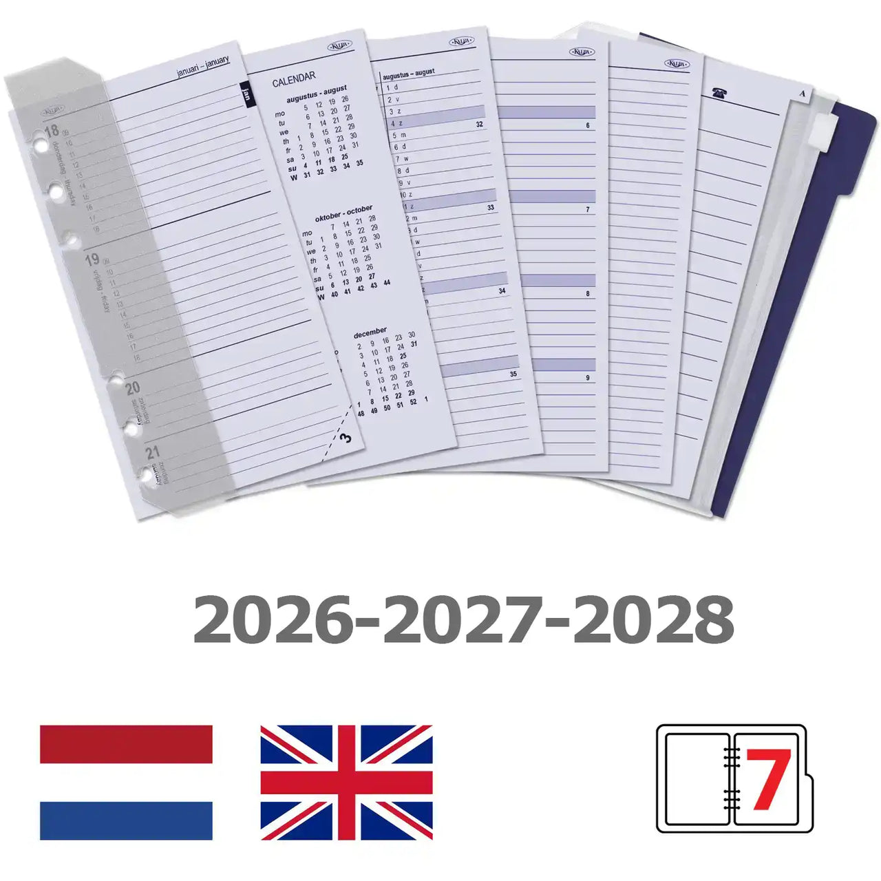 6317-26-27-28 170 x 95 mm Personal Recargas de carpeta NL EN 2026 2027 2028
