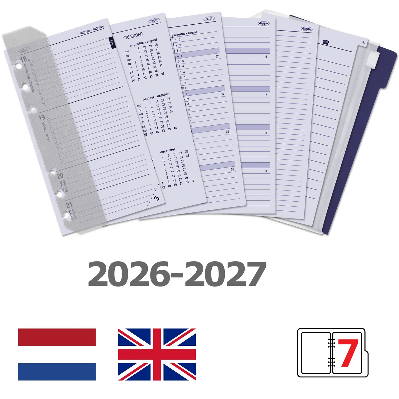 6317-26-27 170 x 95 mm Personal Recarga de carpeta NL semanal EN 2026 2027