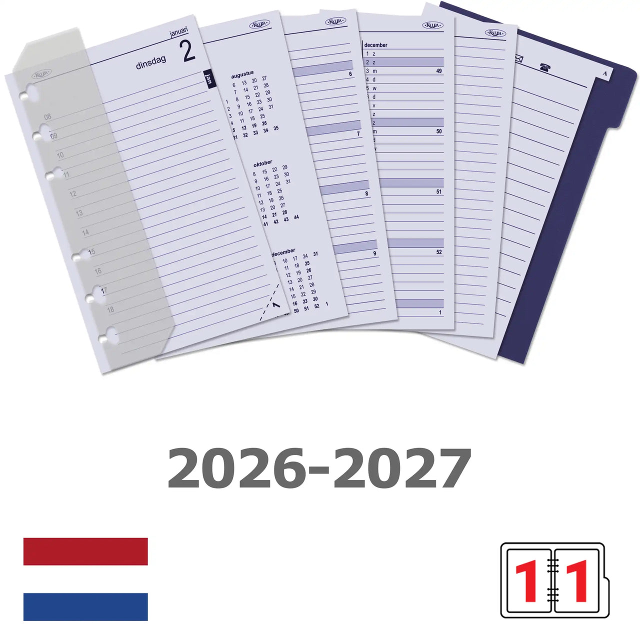 6321-26-27 150 x 95 mm Senior Planner Organizer Refills Daily NL Complete Set 2026 2027