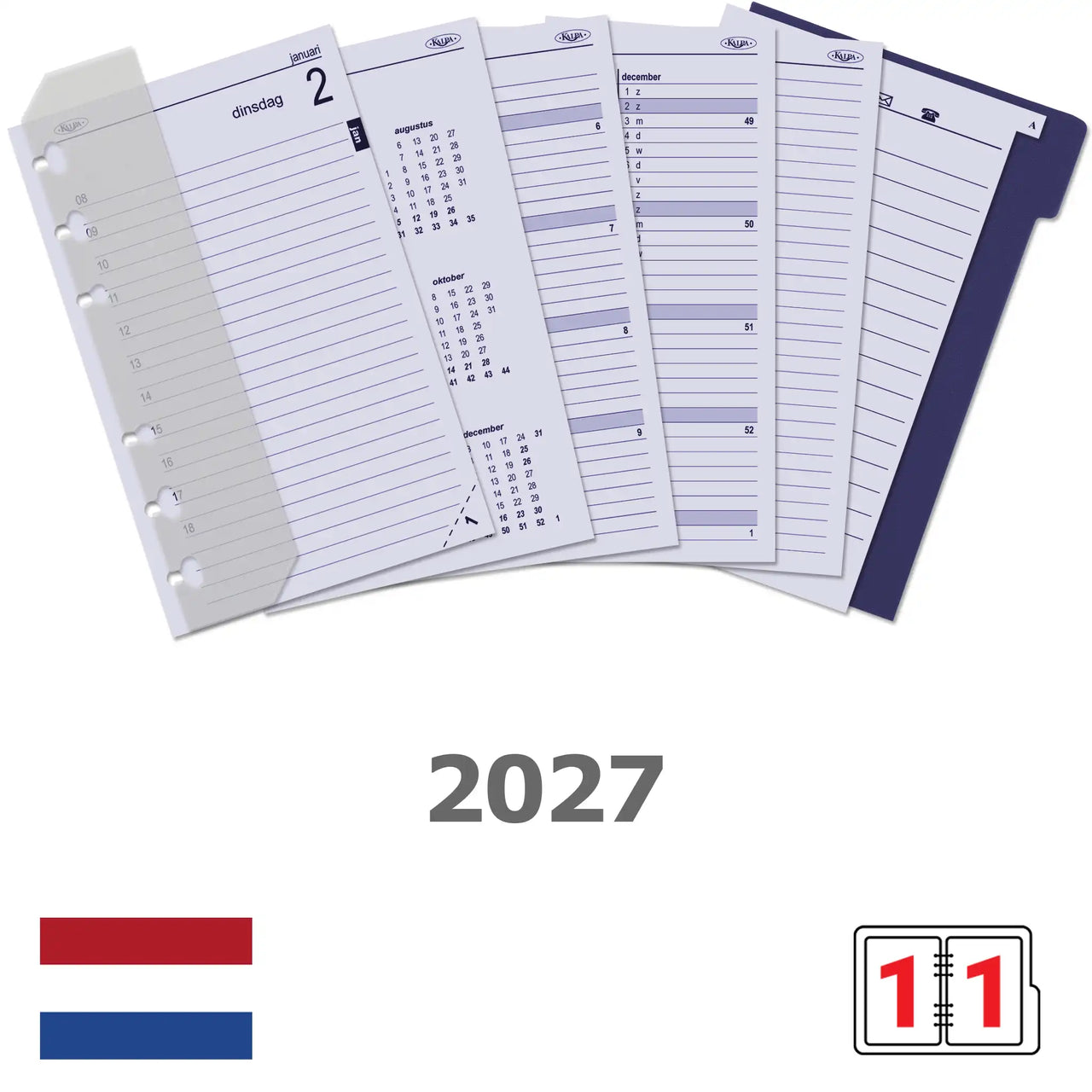 6321-27 150 x 95 mm Senior Planner Organizer Refills Daily NL Complete Set 2027