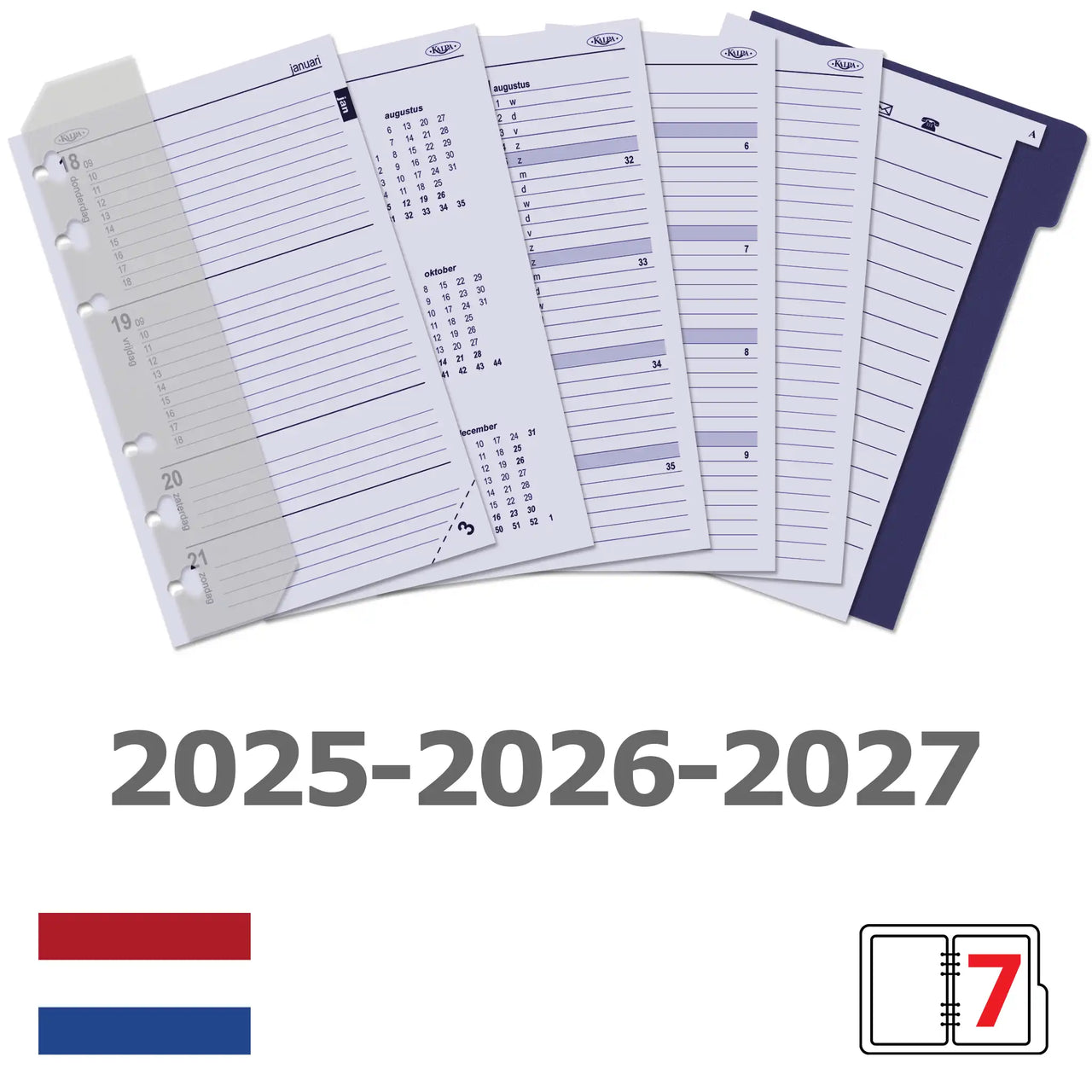 6327-25-26-27 150 x 95 mm Senior Planner Organizer Inserts Complete Set NL  2025 2026 2027