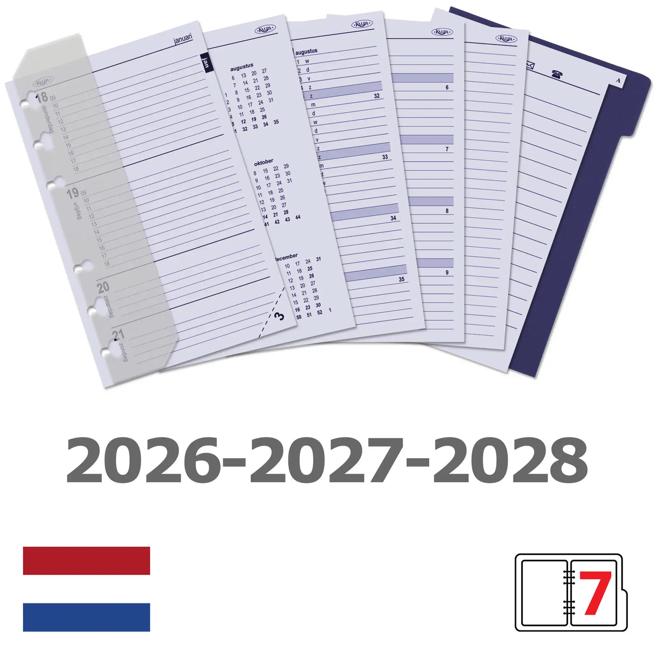 6327-26-27-28 150 x 95 mm Senior Planner Organizer Inserts Complete Set NL  2026 2027 2028