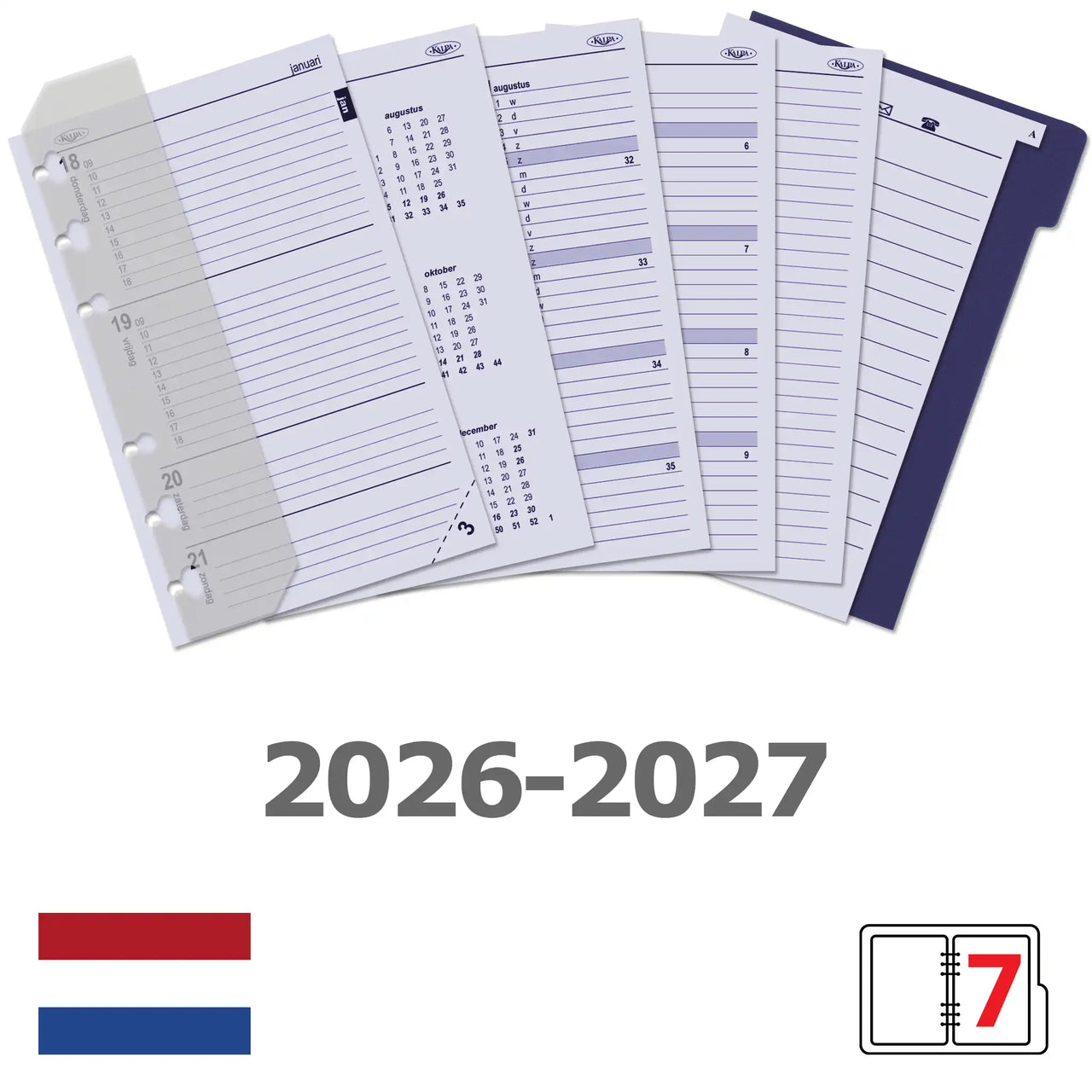 6327-26-27 150 x 95 mm Senior Planner Organizer Inserts Complete Set NL  2026 2027