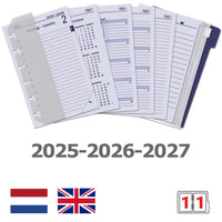 6331-25-26-27 125 x 80 mm Pocket Planner Organizer Vulling 1 Dag per Pagina  Jaardoos EN NL  en 2025 2026 2027