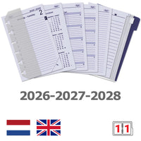 6331-26-27-28 125 x 80 mm Pocket Planner Organizer Vulling 1 Dag per Pagina  Jaardoos EN NL  en 2026 2027 2028