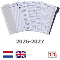 6331-26-27 125 x 80 mm Pocket Planner Organizer Vulling 1 Dag per Pagina  Jaardoos EN NL  en 2026 2027