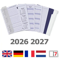 6336-26-27 125 x 80 mm Pocket Agenda Binder Refills Weekly Complete Set EN FR DE NL 2026 2027