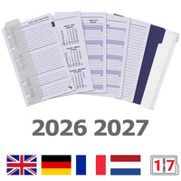 6336-26-27 125 x 80 mm Agenda de bolsillo Recargas de carpeta semanal Set en fr de NL 2026 2027
