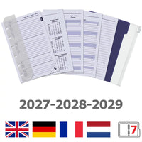 6336-27-28-29 125 x 80 mm Pocket 6 Ring Agenda with extras EN FR DE NL 2027 2028 2029