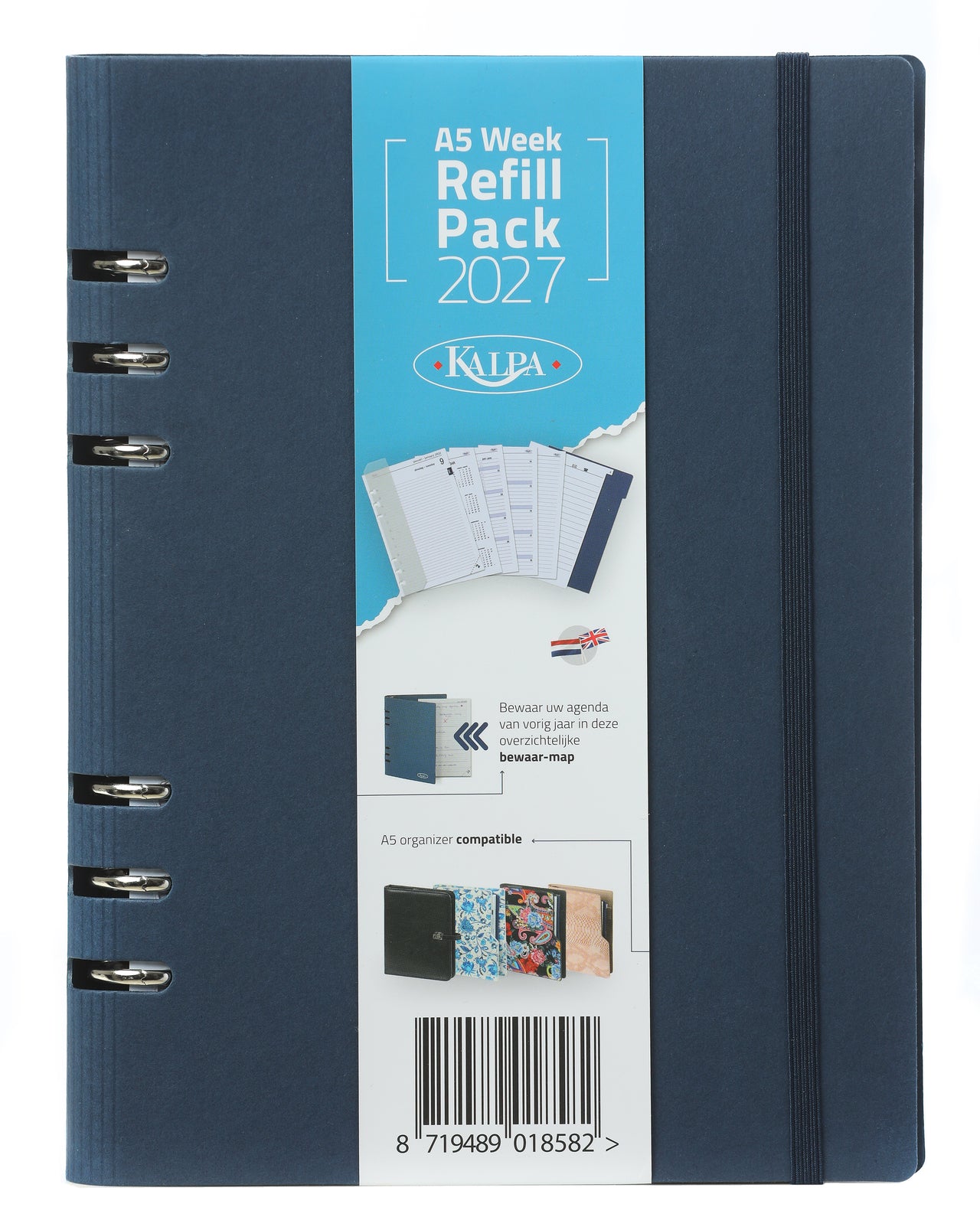 6407-26-27-28 210 x 144 mm A5 6 Ring Agenda Filler Week NL EN (a bit rust on the ringbinder!) + Storage Folder 2025 2026 2027