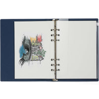 Open notebook with a colorful illustration on a white background