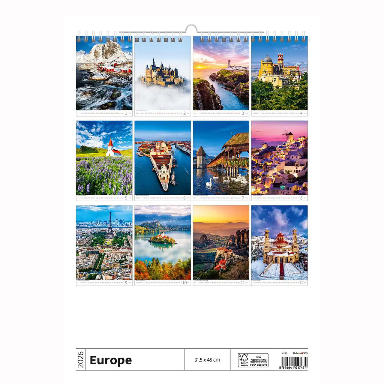 Europe scenes Calendar A3+ size 2026+