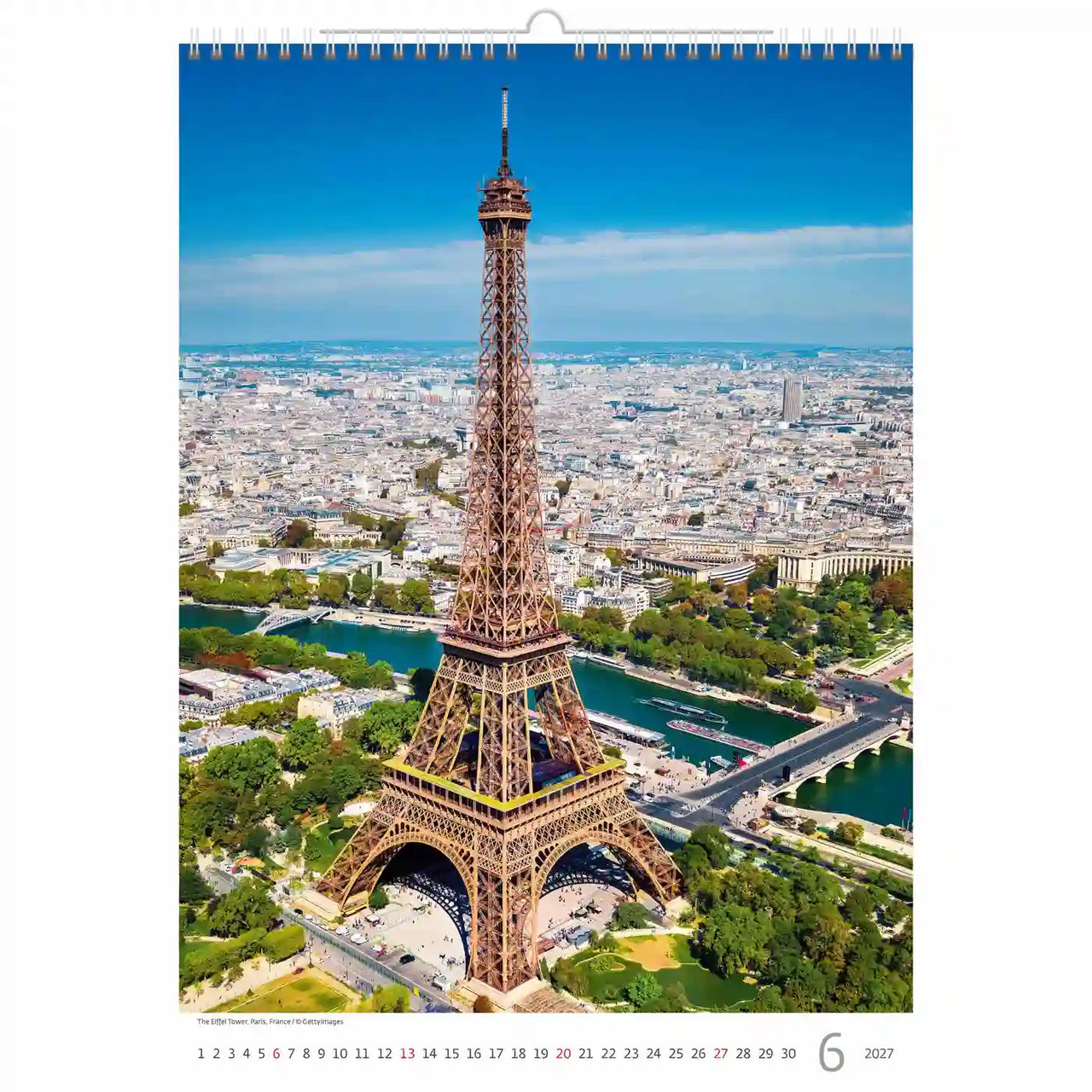 Kalendermuurschildering met de Tour Eiffel en couverture