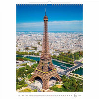 Kalendermuurschildering met de Tour Eiffel en couverture