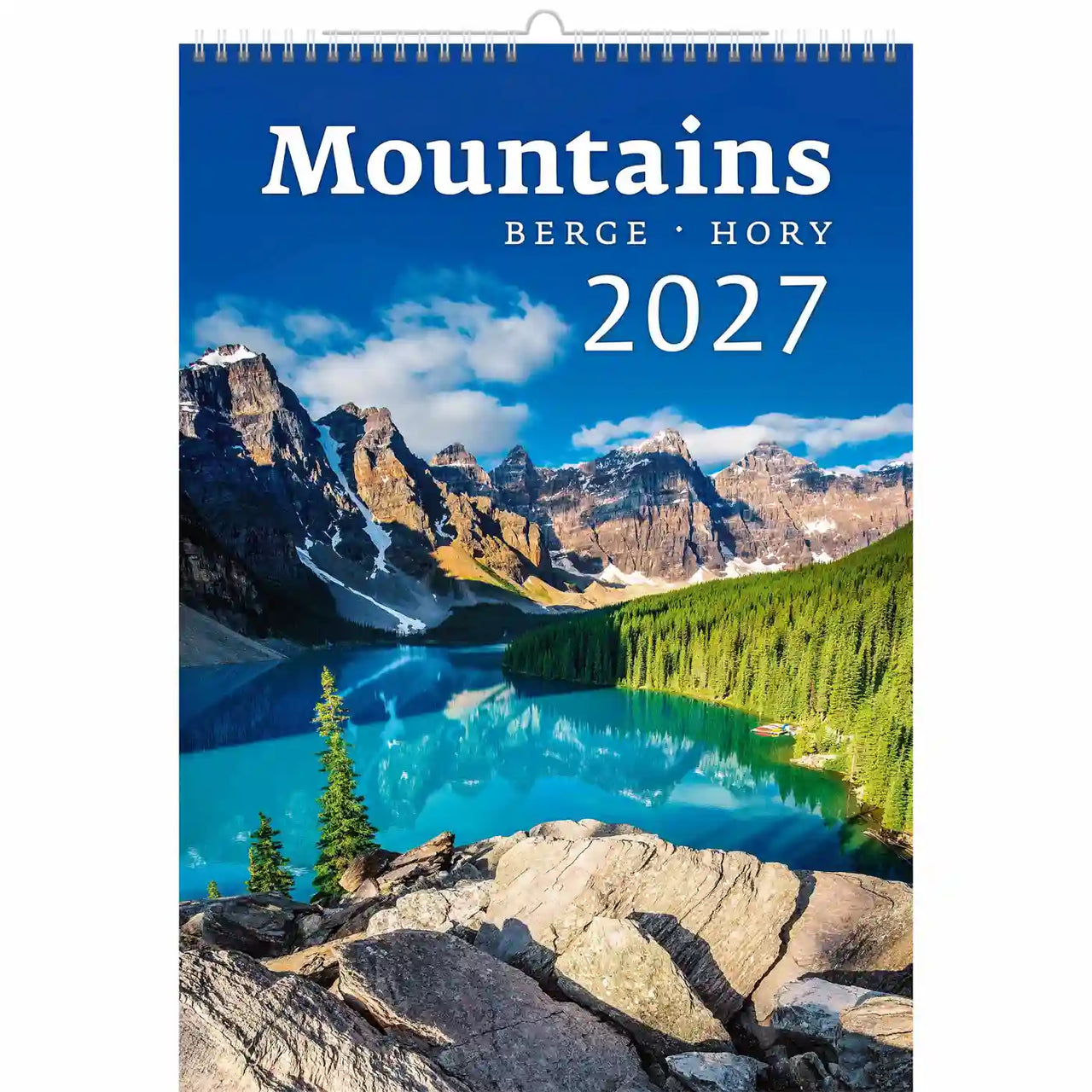 Kalenderomslag met berglandschap en tekst 'Bergen 2027'