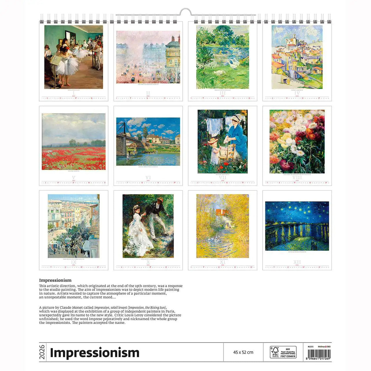Impressionist Kunstkalender A2 2026+