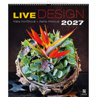 Couverture de calendrier avec composition florale et texte « Live Design 2027 »