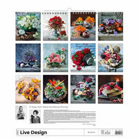 Calendrier de conception florale avec des images de diverses compositions florales.