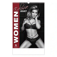 Kalenderomslag met een vrouw in lingerie met de tekst 'Exclusive Women 2027'.