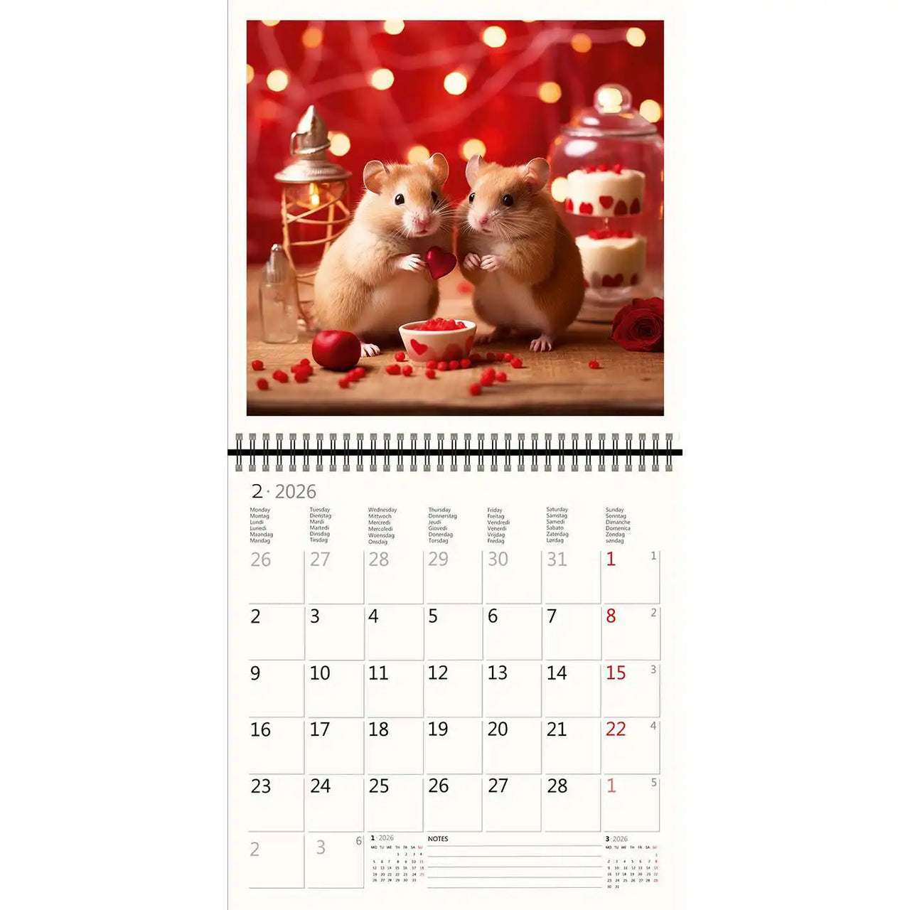 2026 Kalender schreiben 30 x 30 Hamster Spaß
