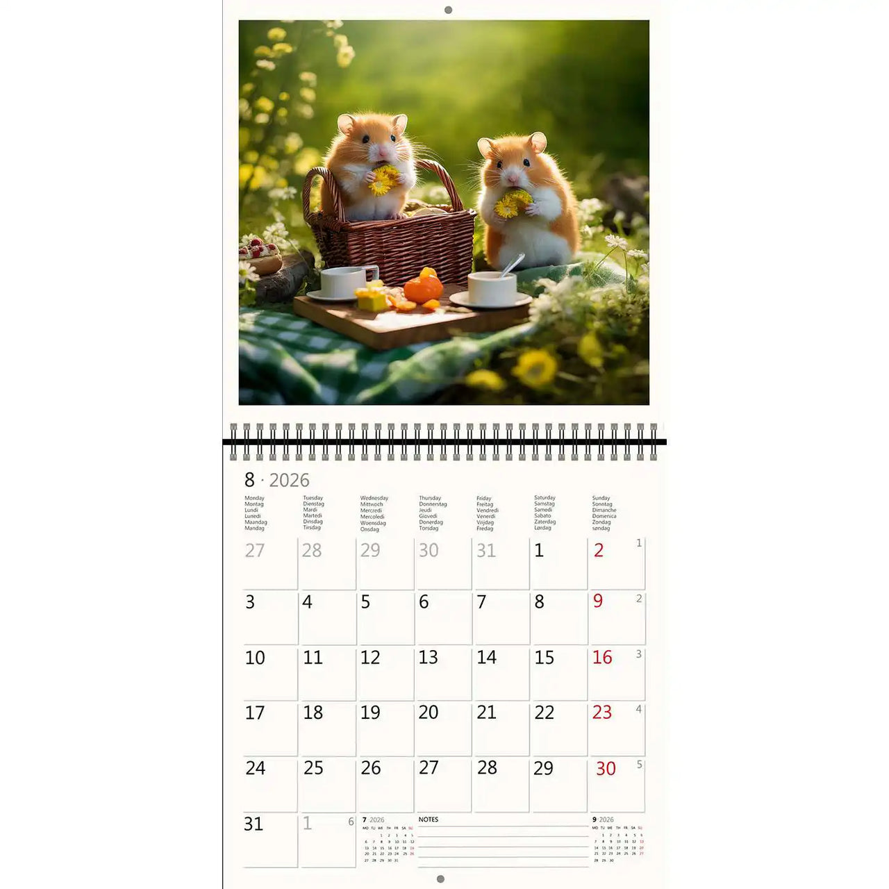 2026 Kalender schreiben 30 x 30 Hamster Spaß