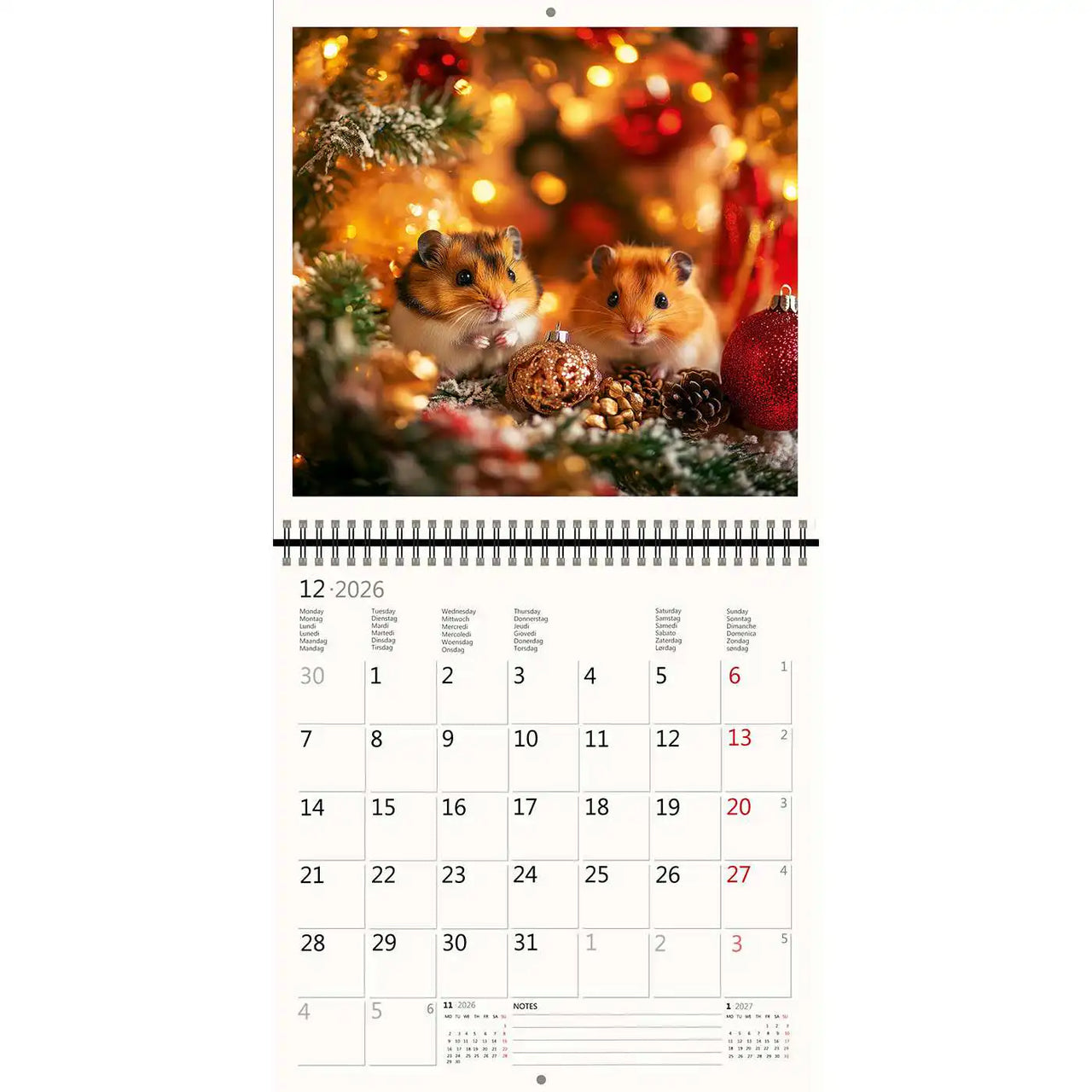 2026 Kalender schreiben 30 x 30 Hamster Spaß